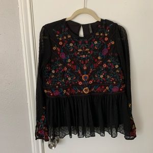 Zara embroidered blouse